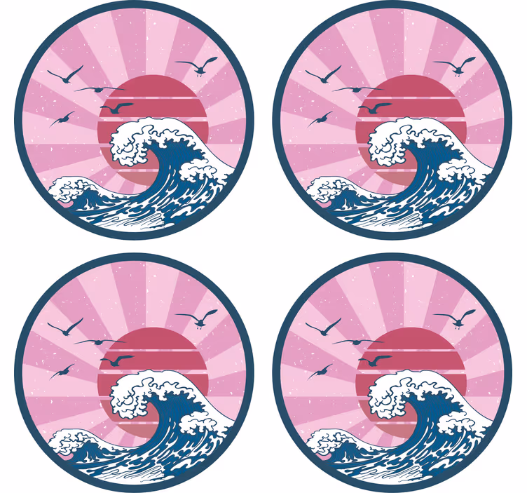 Kummajainen lasinalunen retro meriaallotkuvioilla - Tenstickers