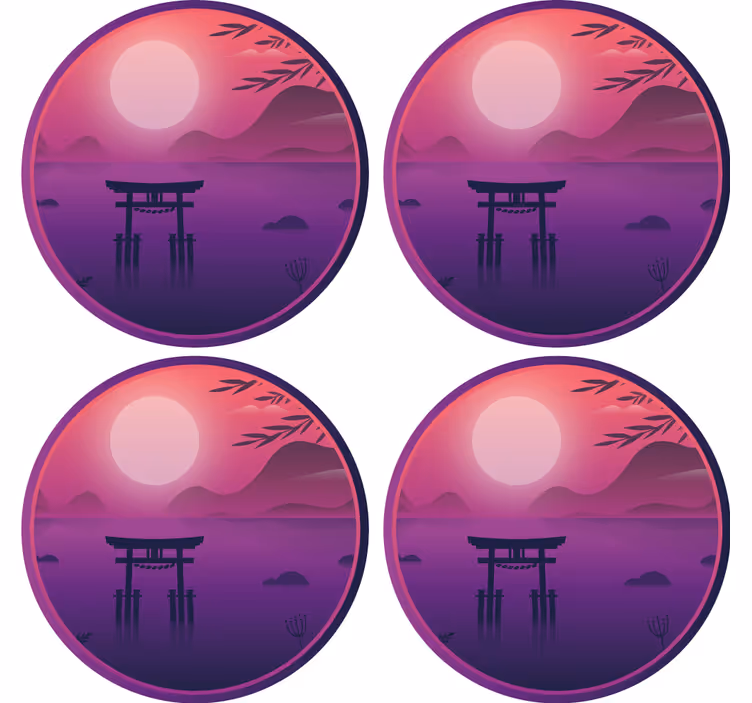 Moderni lasinalunen rauhoittava auringonlaskumaisema - Tenstickers