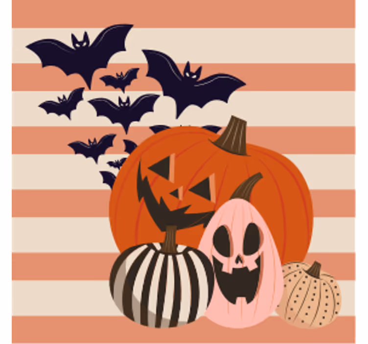 Kurpitsatrio lepakoilla halloween lasinalunen - Tenstickers