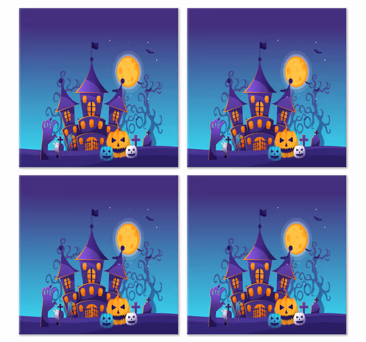 Pelottava hautausmaa, jossa on lepakoita ja kurpitsia halloween l - Tenstickers
