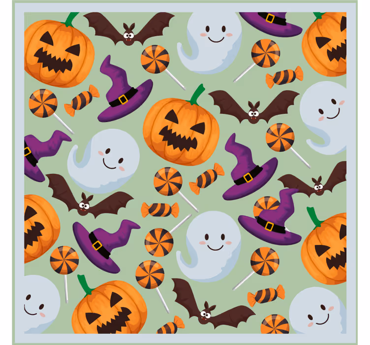 Kurpitsojen ja kummitusten kuvio halloween lasinalunen - Tenstickers