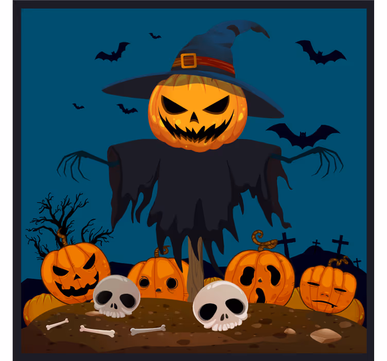 Halloween lasinalunen peltohaamu kurpitsanäkymä - Tenstickers