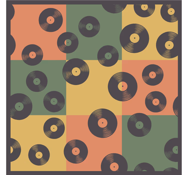 Värikäs vinyylilevy retro kuvio vintage lasinalunen - Tenstickers
