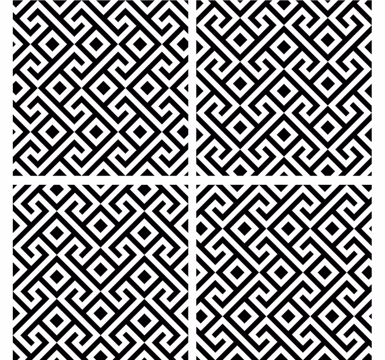 Geometrinen mustavalkoinen kuviolasinalunen - Tenstickers