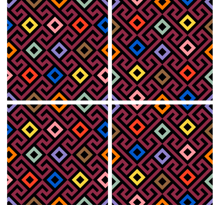 Värikäs geometrinen kuosi lasinalunen - Tenstickers