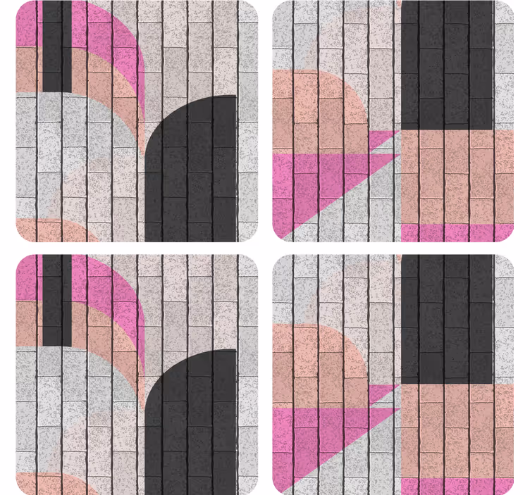 Metallin harmaa ja vaaleanpunainen modernit lasinaluset - Tenstickers