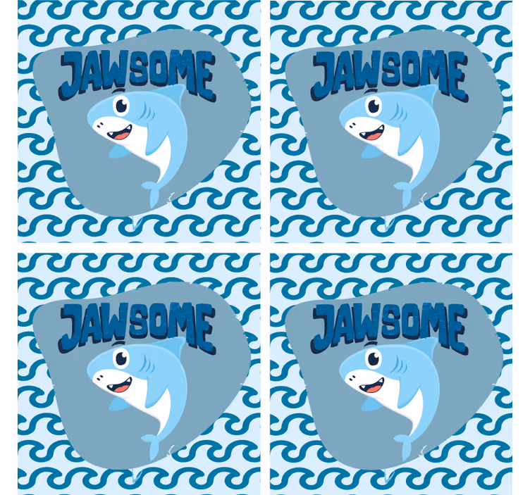 Kummajainen lasinalunen sarjakuvahai aaltoineen - Tenstickers