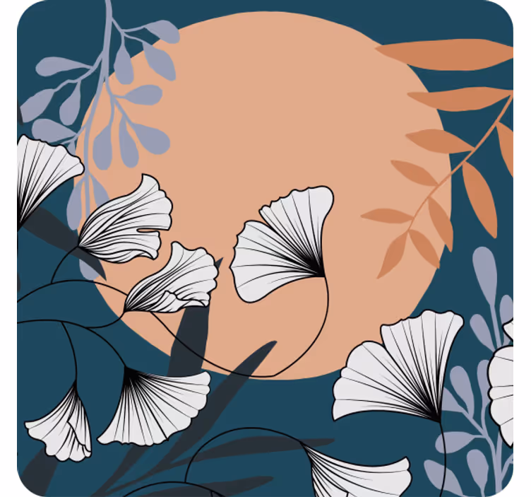 Moderni lasinalunen kukkakuvioisella ginkgolla - Tenstickers