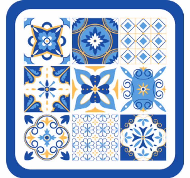 Geometriset siniset kuviotlasinalunen - Tenstickers