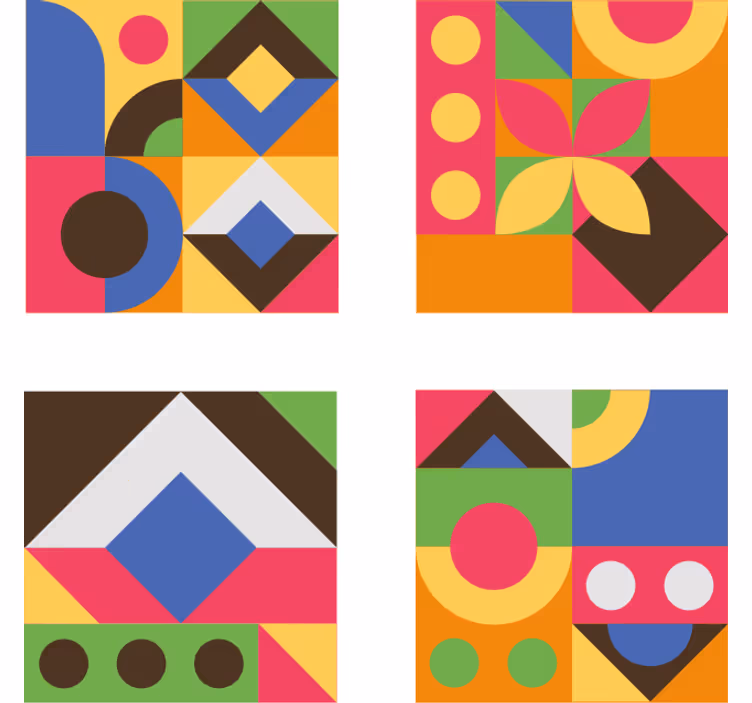Värikkäät geometriset muodot lasinalunen - Tenstickers