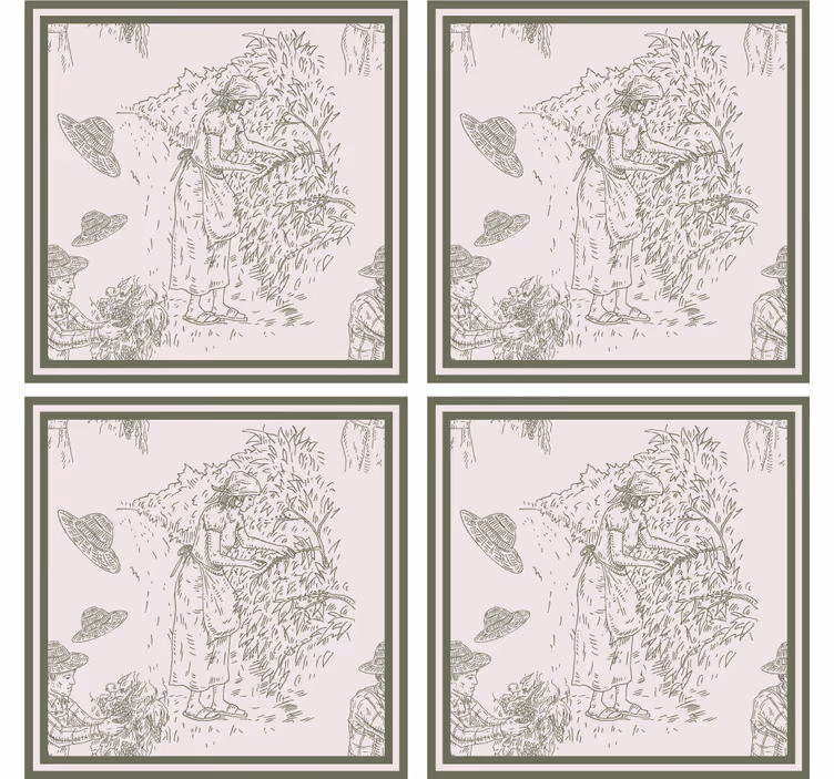 Ranskalainen vintage-kuvio vihreällä vintage lasinalunen - Tenstickers