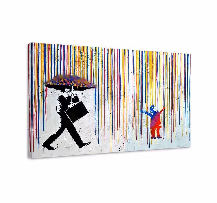 Värikäs sade taide canvas taulu - Tenstickers