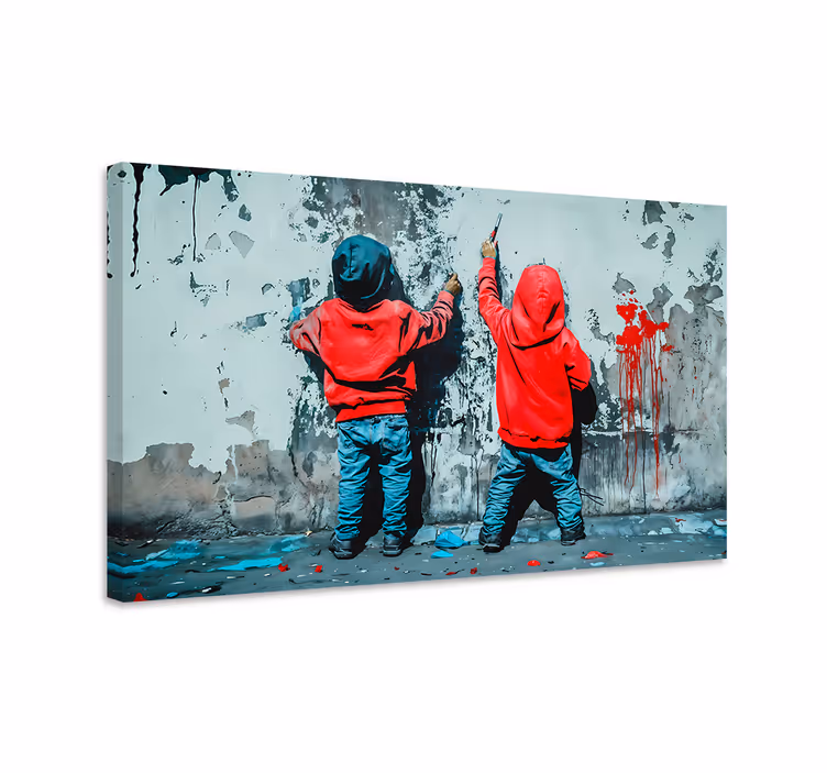 Maalaamassa poikia taide canvas taulu - Tenstickers