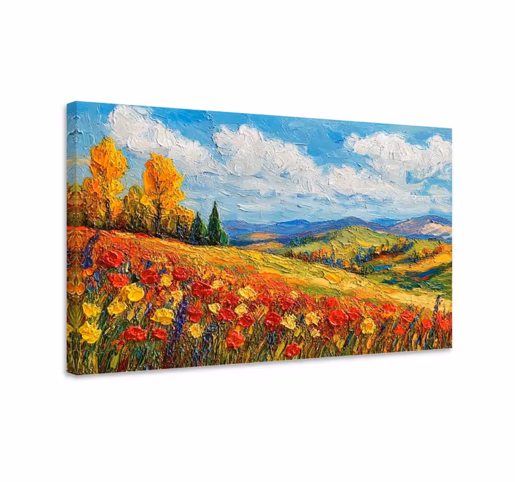 Värikäs kenttä maisema canvas taulu - Tenstickers