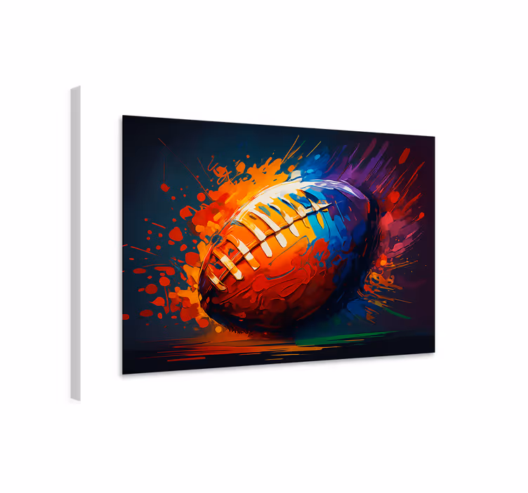 Monivärinen rugbypallo urheilu canvas taulu - Tenstickers