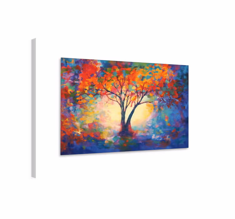 Monivärinen elämän puu olohuoneen canvas taulu - Tenstickers
