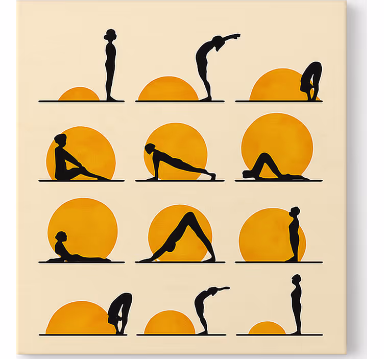 Aurinkojooga-asennot urheilu canvas taulu - Tenstickers
