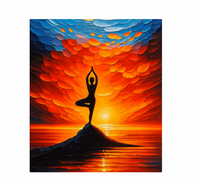 Jooga mosaiikki auringolla urheilu canvas taulu - Tenstickers