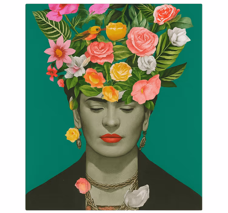 Frida kahlo värikkäitä kukkia taide canvas taulu - Tenstickers