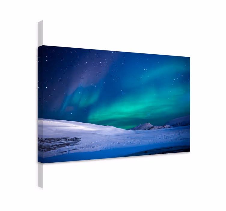 Sininen canvas taulu pohjoisen valot - Tenstickers