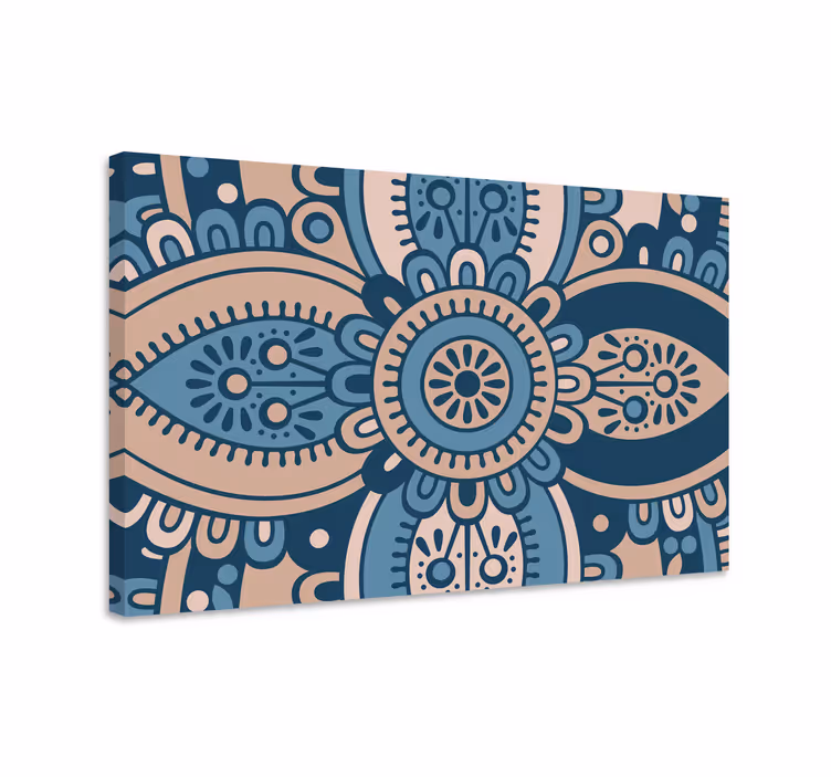 Sininen kukkainen mandala canvas-taulu - Tenstickers