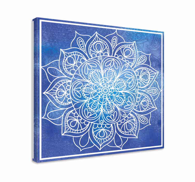 Sininen canvas taulu käsin piirretty mandala - Tenstickers