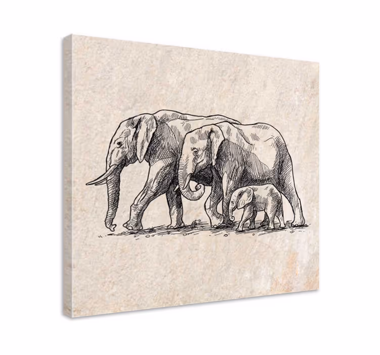 Norsu canvas taulu elefanttien luonnos - Tenstickers