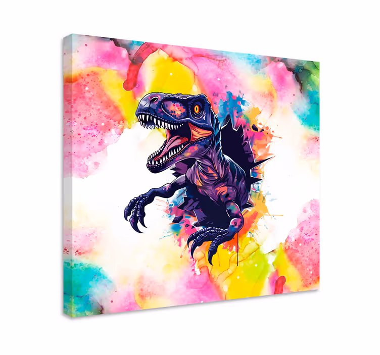 Dinosaurus canvas taulu kirkkaat värit velociraptor - Tenstickers