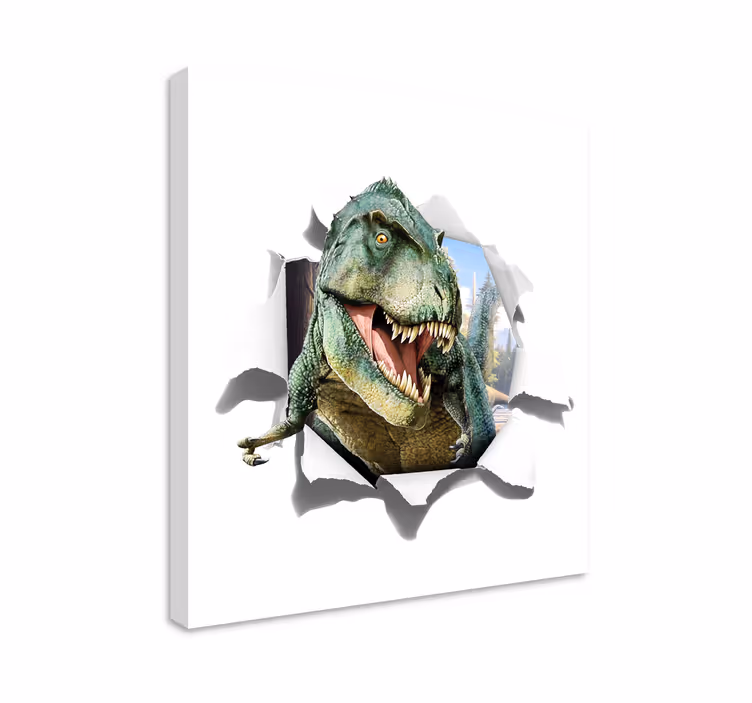 3d vihainen t-rex dinosaurus canvas taulu - Tenstickers