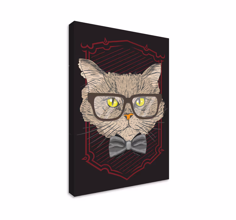 Kissa canvas silmälasit päässä - Tenstickers