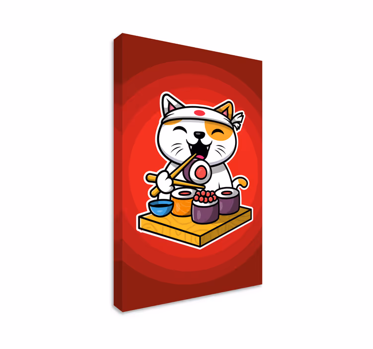 Sushiä syövä ihana kissa canvas - Tenstickers
