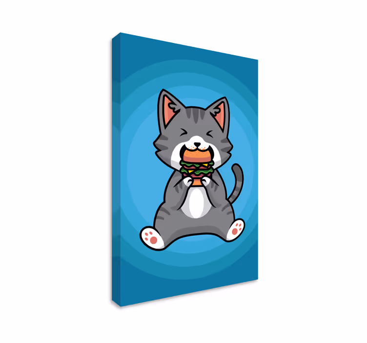 Kissa canvas hampurilaista syövä kissa - Tenstickers