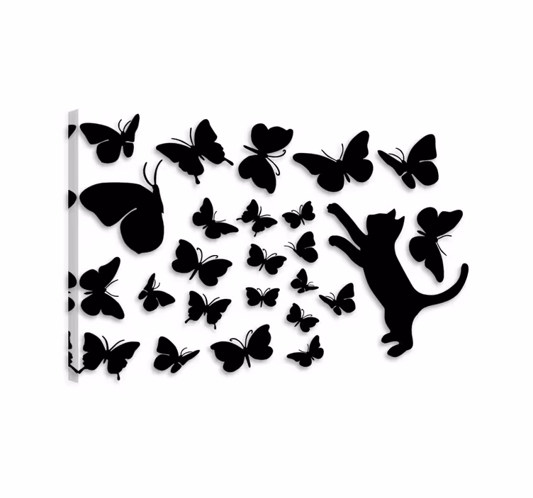 Kissat ja perhoset canvas - Tenstickers