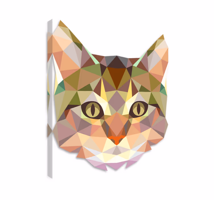 Kissa canvas geometrinen kissan kasvokuva - Tenstickers