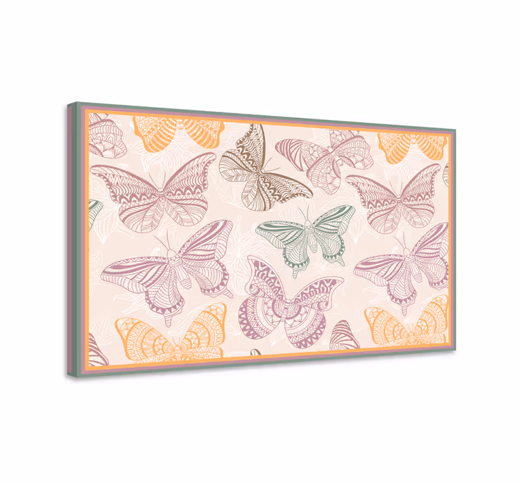 Värikkäät koristeperhoset canvas-taulu - Tenstickers