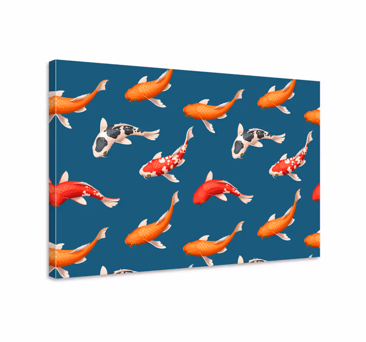 Koi kalakuviota sinisellä taustalla canvas-taulu - Tenstickers