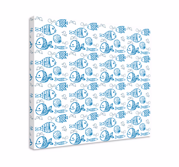 Kala canvas taulu sinisistä kaloista valkoisella taustalla - Tenstickers