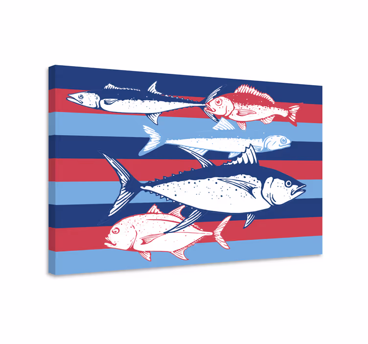 Kala canvas taulu käsin piirretyt kalat - Tenstickers