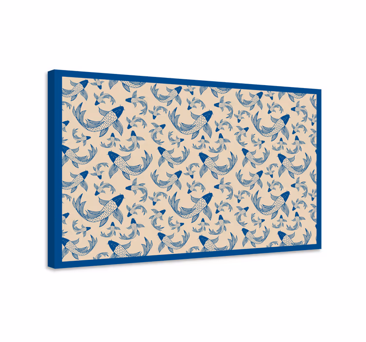 Siniset uivat kalat vaalealla taustalla kala canvas taulu - Tenstickers