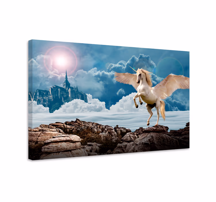Peloton yksisarvinen sumussa canvas-taulu - Tenstickers