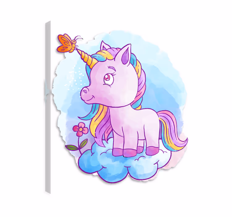 Yksisarvinen perhonen ja sateenkaari canvas taulu - Tenstickers