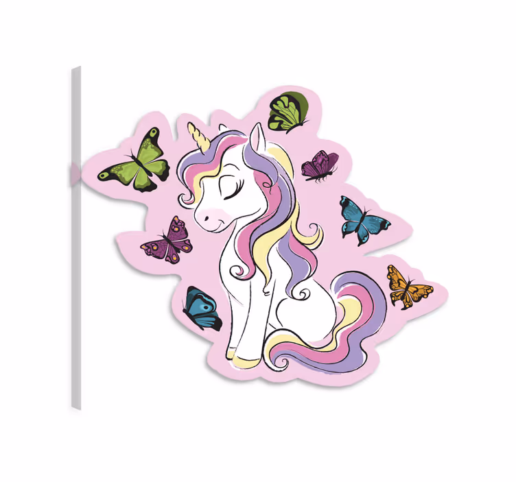 Taianomainen yksisarvinen monivärisin perhosin canvas-taulu - Tenstickers