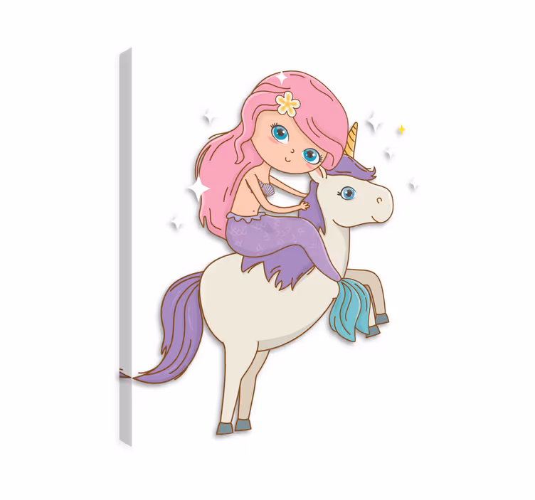 Yksisarvinen ja merenneito canvas-taulu - Tenstickers