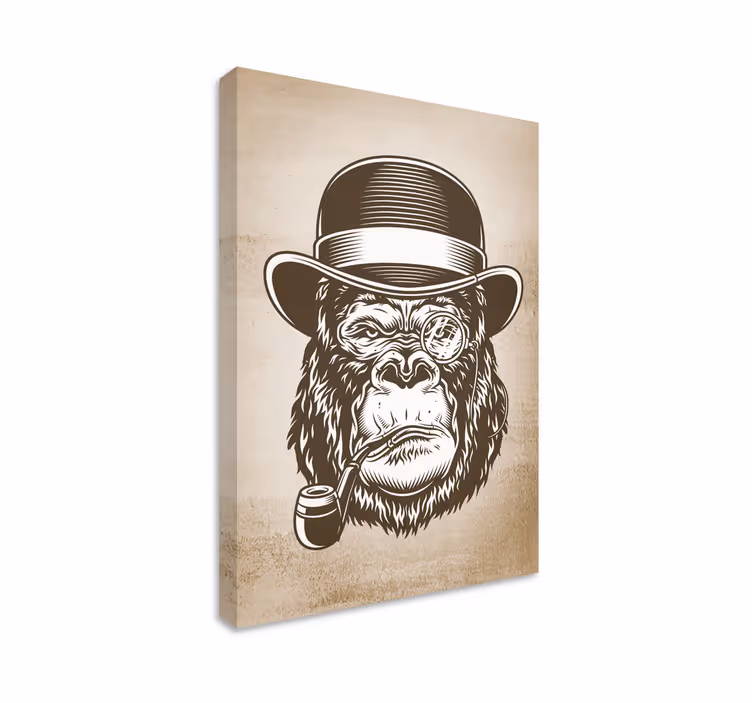 Apina tupakoi moderni canvas - Tenstickers