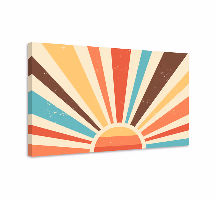 Abstrakti vintage auringonlasku vintage aurinko canvas - Tenstickers