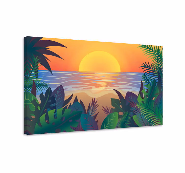 Retro aurinko bearch canvas taulu maisema - Tenstickers