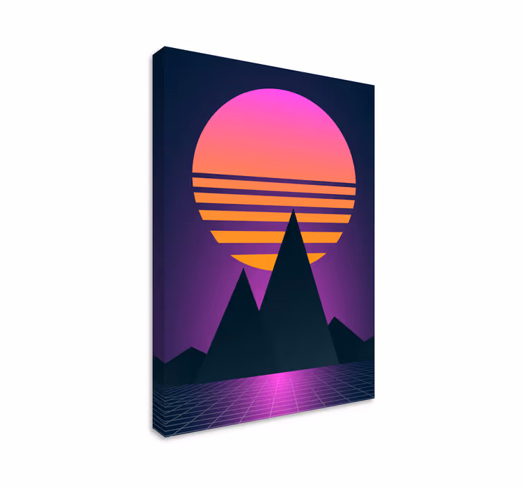 Vintage ja retro aurinko pystysuora canvas taulu maisema - Tenstickers