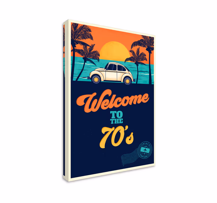 Tervetuloa 70-luvun pystysuoraan vintage canvas - Tenstickers