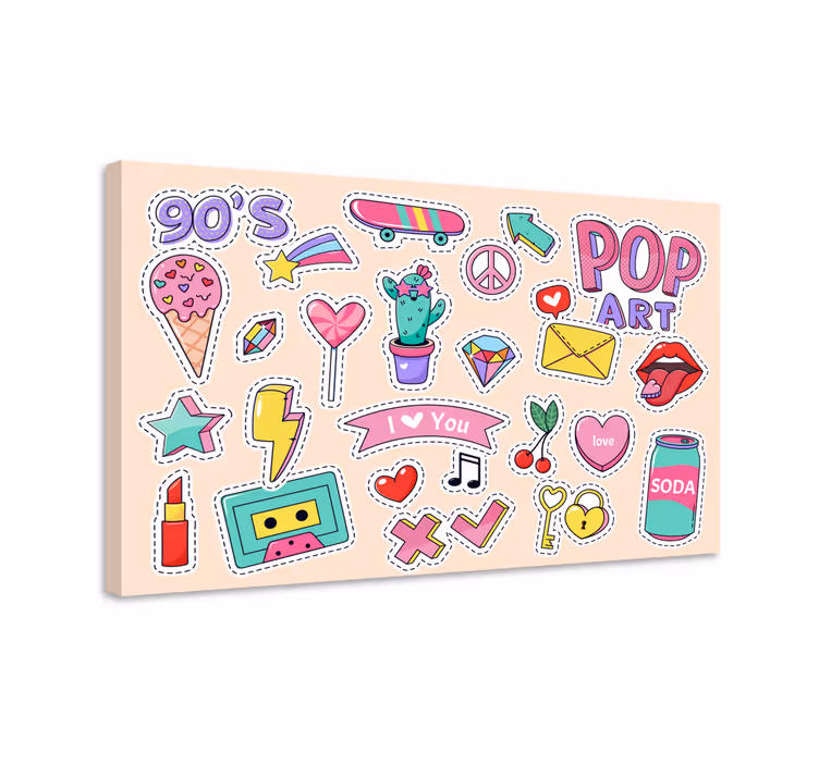 90-luvun vintage-laastaritarrat doodle nuorten canvas - Tenstickers