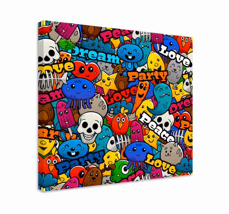 Funky hahmokollaasi Hahmo canvastaulu - Tenstickers